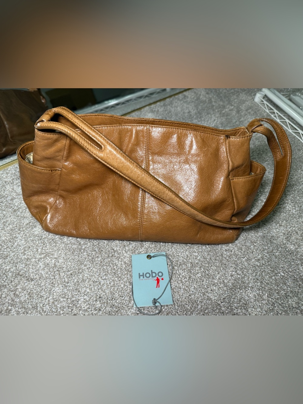 HOBO Cognac Brown Leather Hobo Shoulder Bag